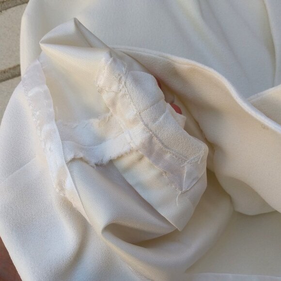 Vintage 60s Off-White Bolero Dress Jacket 42"B Rockabilly Formal Crepe Chiffon - Picture 10 of 10